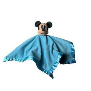 Disney‎ Baby Mickey Mouse Lovey Security Blanket Plush Blue Embroidered Logo